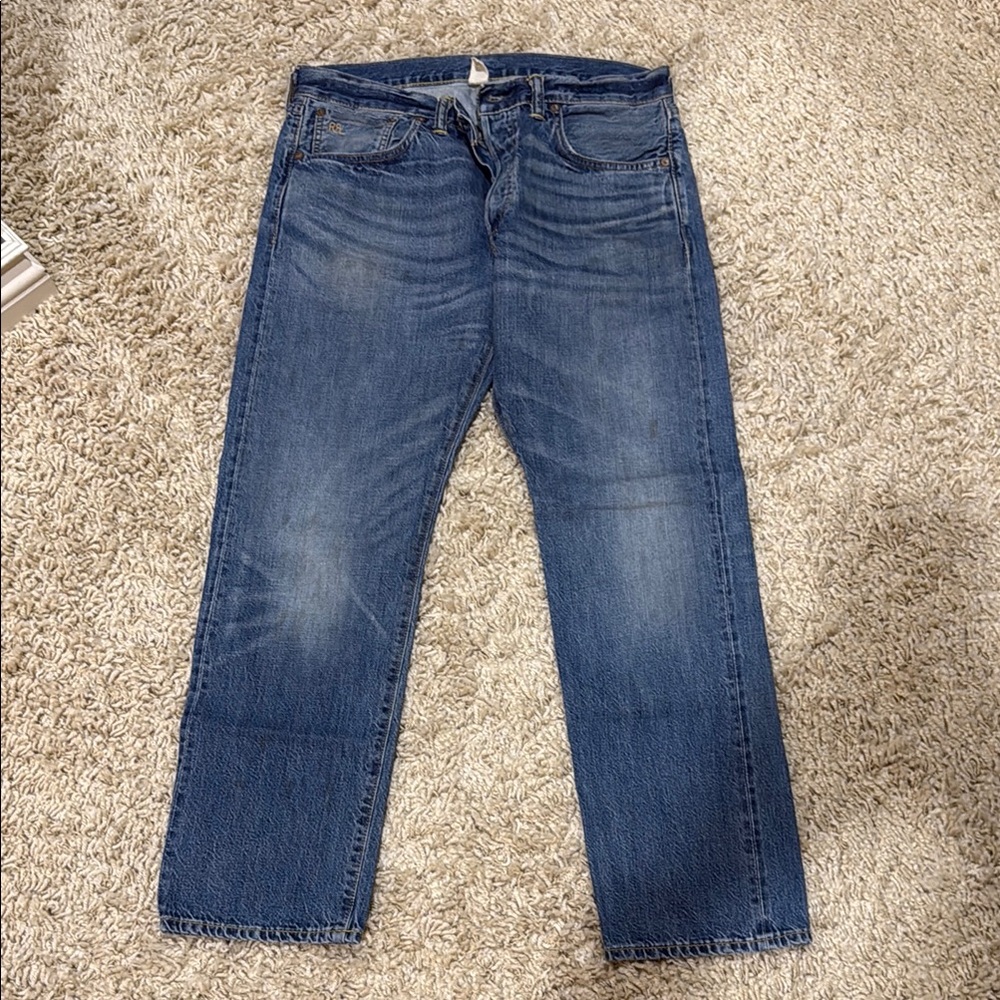 Ralph Lauren Double RL Men’s Denim Distressed Blue Jeans 34 W 30 L